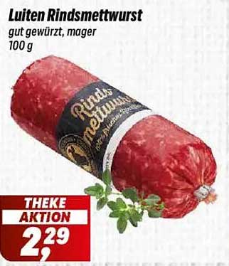 Luiten Rindsmettwurst gut gewürzt, mager 100 g