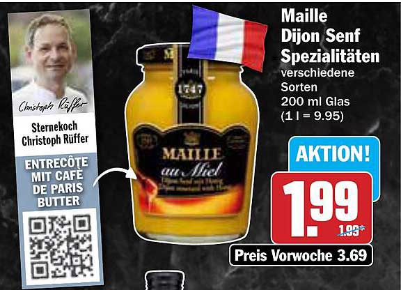 Maille Dijon Senf Spezialitäten verschiedene Sorten 200 ml Glas