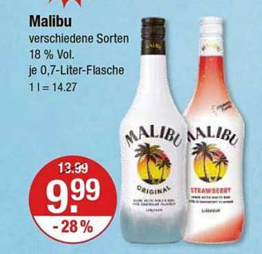 Malibu verschiedene Sorten 0,7-Liter-Flasche 18 % Vol.