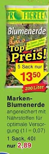 Marken-Blumenerde 40l für nur 2,89 €