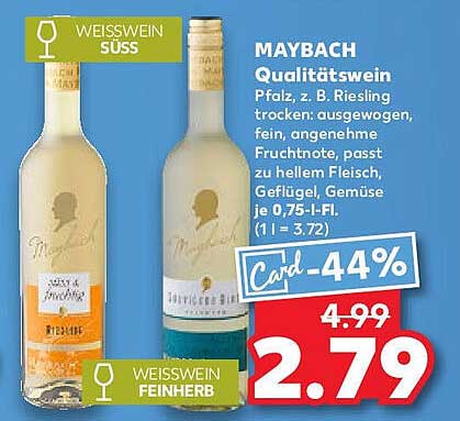 MAYBACH Qualitätswein 0,75 l - SÜß und FEINHERB