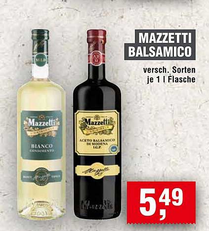 Mazzetti Balsamico - verschiedene Sorten je 1 l Flasche