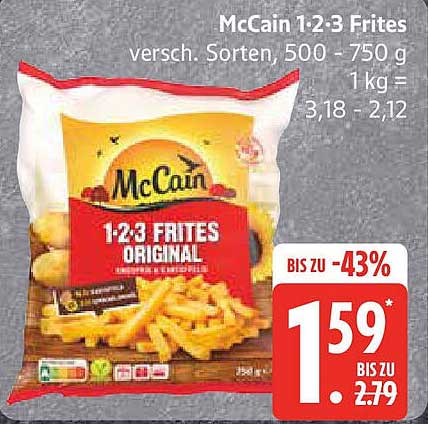 McCain 1:2:3 Frites, verschiedene Sorten, 500 - 750 g
