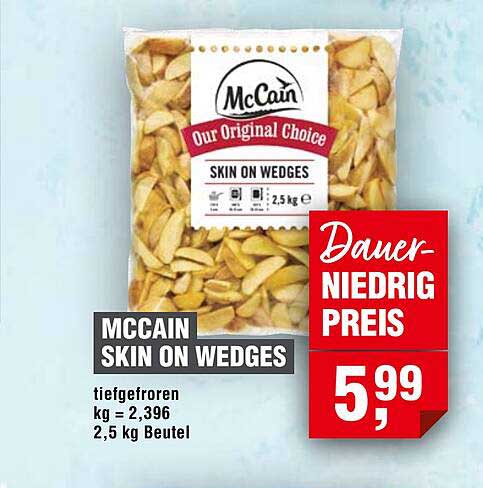 McCain Skin On Wedges - Tiefgefrorene Kartoffelspalten