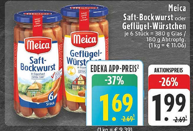 Meica Saft-Bockwurst oder Geflügel-Würstchen, je 6 Stück