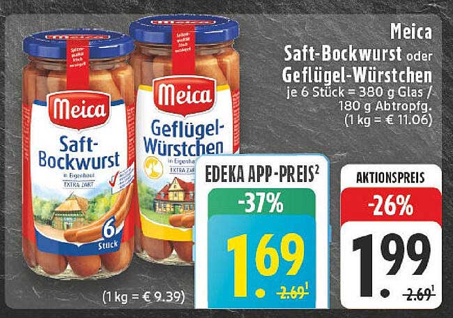 Meica Saft-Bockwurst oder Geflügel-Würstchen je 6 Stück