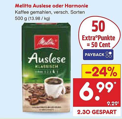 Melitta Auslese oder Harmonie Kaffee gemahlen, 500 g