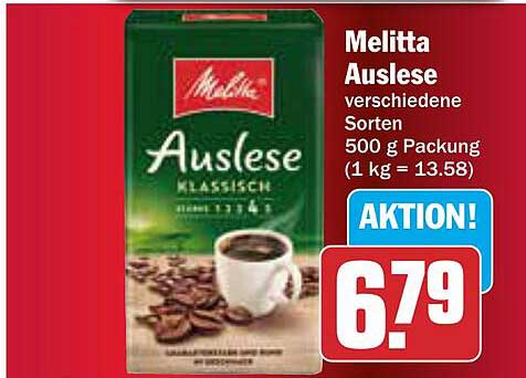 Melitta Auslese verschiedene Sorten 500 g Packung