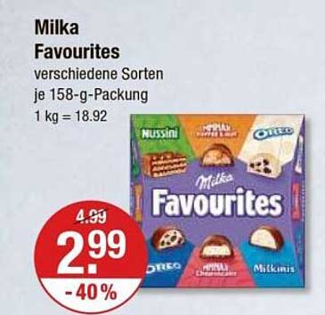 Milka Favourites verschiedene Sorten je 158-g-Packung