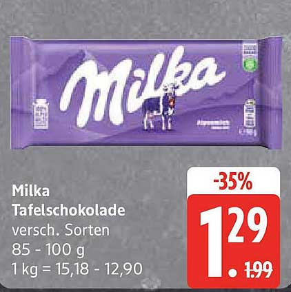 Milka Tafel-Schokolade, verschiedene Sorten (85 - 100 g)