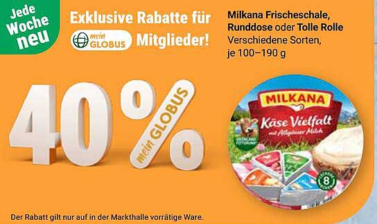 Milkana Frischeschale, Runddose oder Tolle Rolle, verschiedene Sorten, je 100–190 g
