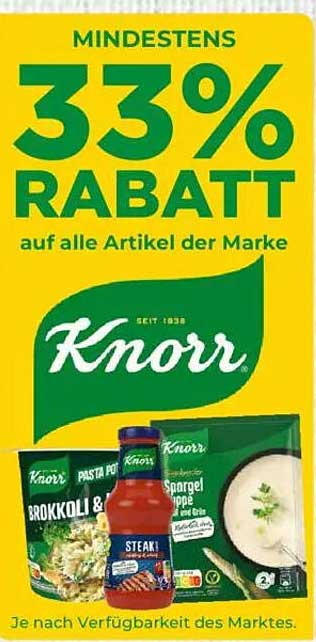 Mindestens 33% Rabatt auf alle Artikel der Marke Knorr