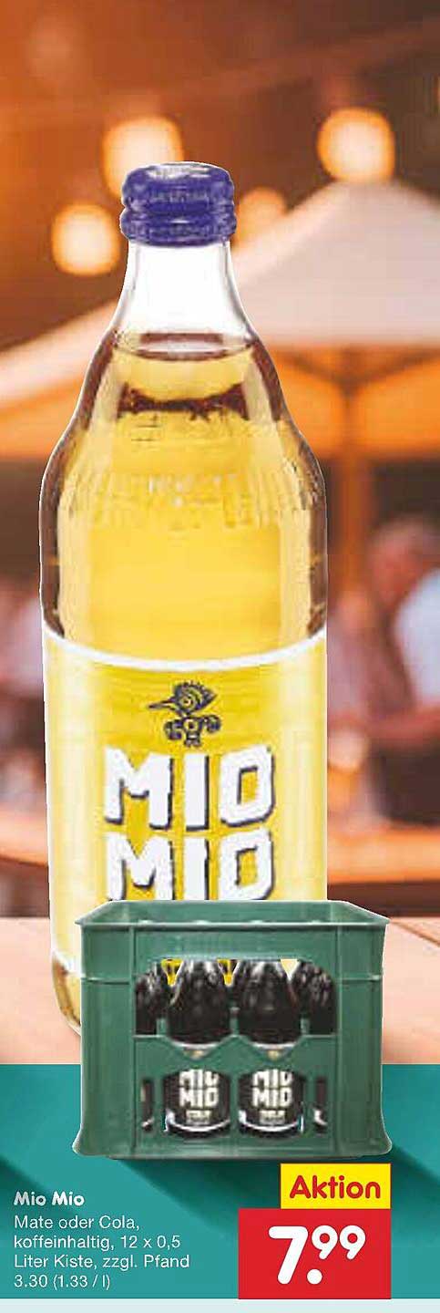 Mio Mio Mate oder Cola, koffeinhaltig, 12 x 0,5 Liter Kiste, zzgl. Pfand