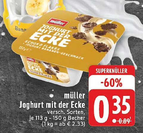 müller Joghurt mit der Ecke, verschiedene Sorten