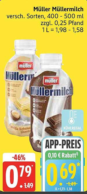 Müller Müller Milch - verschiedene Sorten, 400 - 500 ml