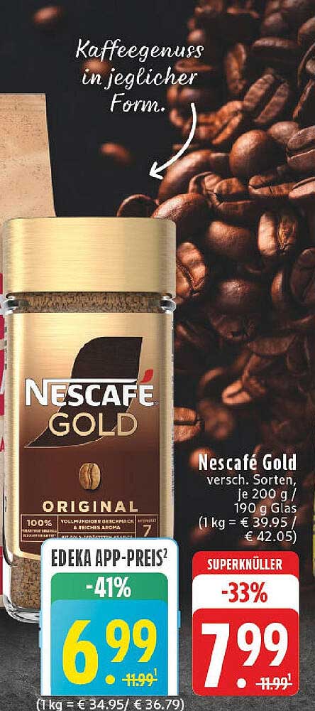 Nescafé Gold - 200 g Glas für nur 7,99 € (statt 11,99 €)