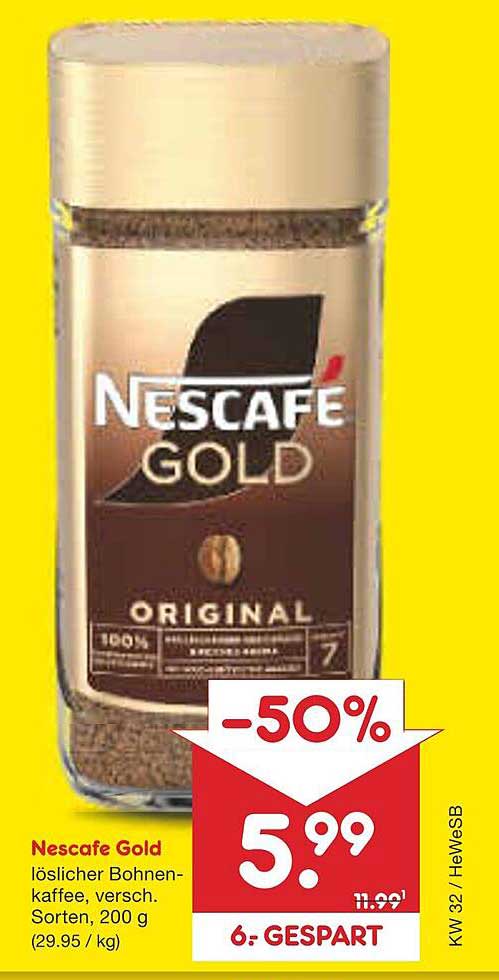 Nescafé Gold lösl. Bohnenkaffee, versch. Sorten, 200 g