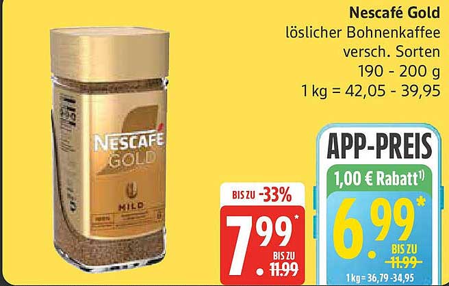 Nescafé Gold - löslicher Bohnenkaffee, verschiedene Sorten