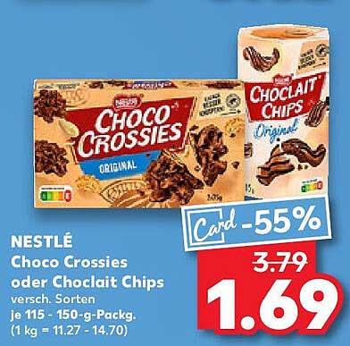NESTLÉ Choco Crossies oder Choclit Chips, verschiedene Sorten