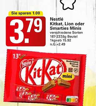 Nestlé Kitkat, Lion oder Smarties Minis - verschiedene Sorten