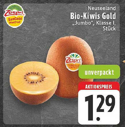Neuseeland Bio-Kiwi Gold "Jumbo", Klasse I, Stück