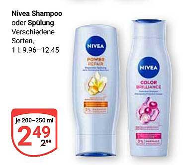 Nivea Shampoo oder Spülung - 200–250 ml für nur 2,49 €