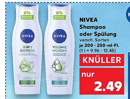 NIVEA Shampoo oder Spülung - verschiedene Sorten 200-250 ml