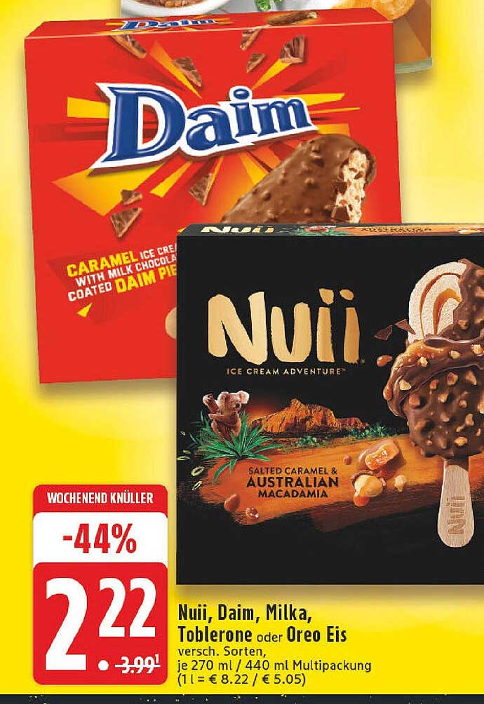 Nuii, Daim, Milka, Toblerone oder Oreo Eis - 270 ml Multipack