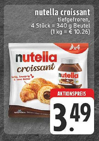 Nutella Croissant, tiefgefroren, 4 Stück im Beutel