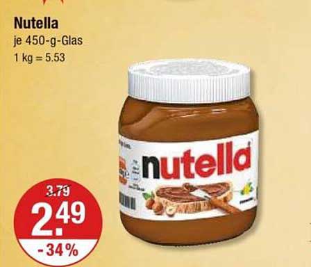 Nutella je 450-g-Glas - Jetzt nur 2,49 €