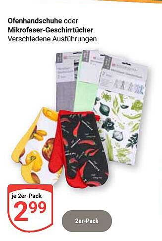 Ofenhandschuhe oder Mikrofaserdishandtücher - Verschiedene Ausführungen