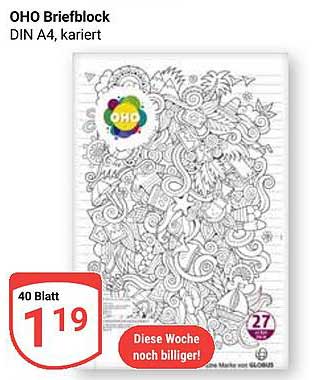 OHO Briefblock DIN A4, kariert
