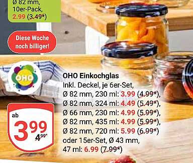 OHO Einmachglas, 6er-Set, inkl. Deckel
