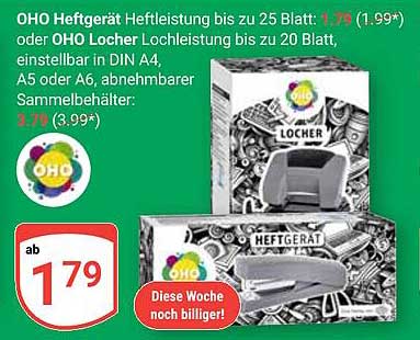 OHO Heftgerät und OHO Locher