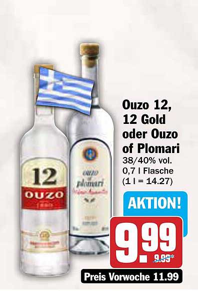 Ouzo 12, 12 Gold oder Ouzo of Plomari 0,7 l