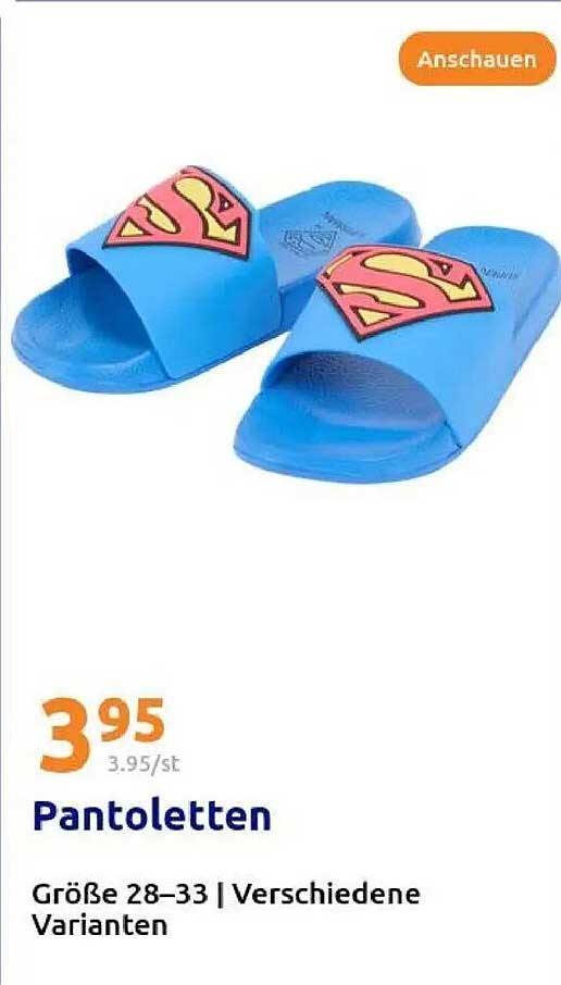 Pantoletten in Größe 28-33 mit Superman-Design