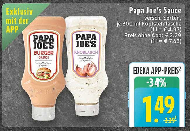 Papa Joe's Sauce - verschiedene Sorten, je 300 ml Kopfstehflasche