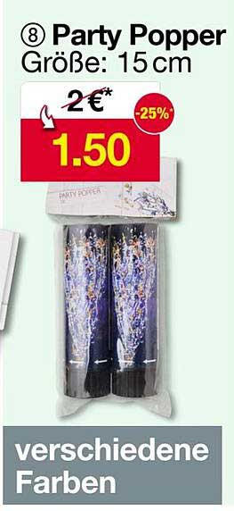 Party Popper 15 cm - verschiedene Farben