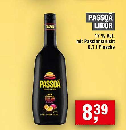 PASSOÃ LIKÖR 0,7 l Flasche mit 17 % Vol. Passionsfrucht