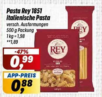 Pasta Rey 1851 italienische Pasta 500 g Packung - Jetzt um nur 0,99 €!