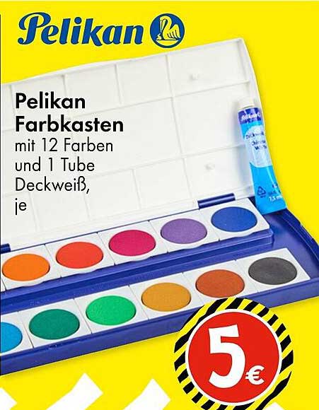Pelikan Farbkasten mit 12 Farben und 1 Tube Deckweiß