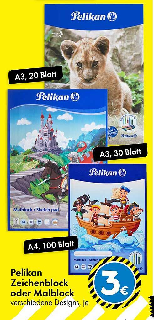Pelikan Zeichenblock oder Malblock - verschiedene Designs, je