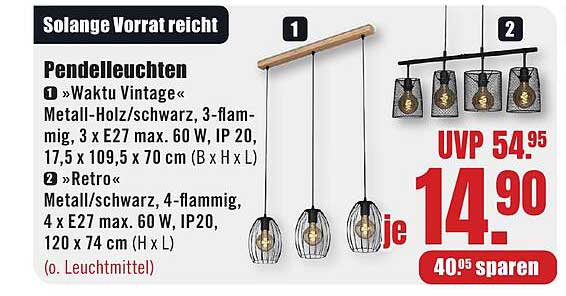 Pendelleuchten Waktu Vintage und Retro