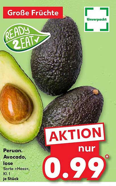 Peruanische Avocado, Sorte „Hass“, lose – nur 0,99 € je Stück