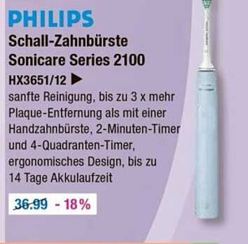 PHILIPS Schall-Zahnbürste Sonicare Series 2100 HX3651/12