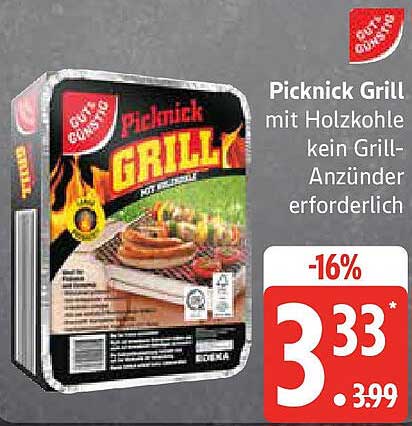Picknick Grill mit Holzkohle kein Grill-Anzünder erforderlich
