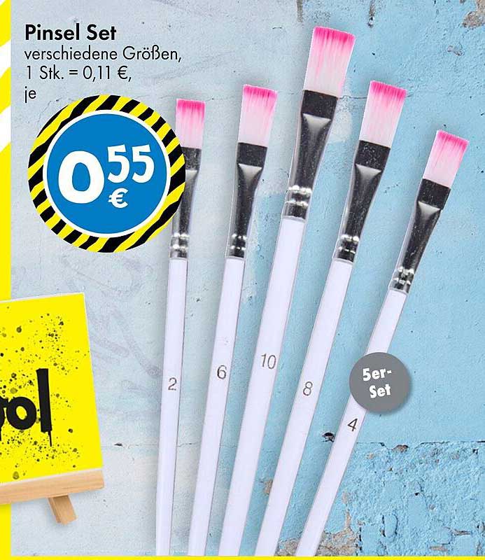 Pinsel Set - verschiedene Größen, 5er-Set für nur 0,55 €