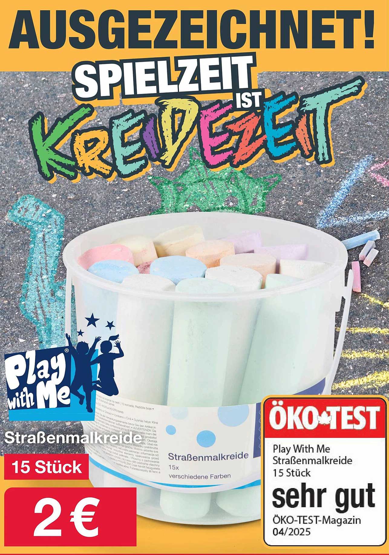 Play with Me Straßenmaler-Kreide 15 Stück
