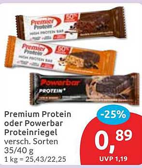 Premium Protein oder Powerbar Proteinriegel - verschiedene Sorten