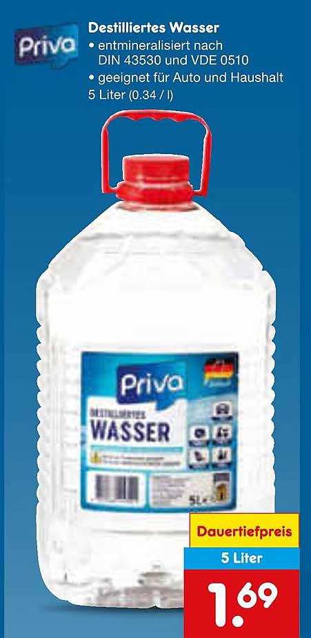 Priva Destilliertes Wasser 5 Liter